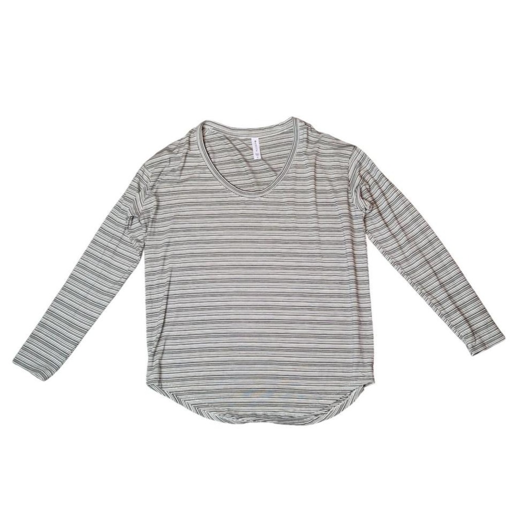 Athleta Striped Performance Activewear Training Gym Long Sleeve Top Women Medium